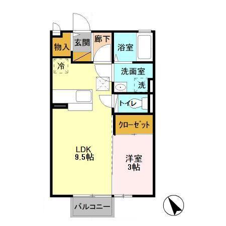 ユーメ・ハイム(1LDK/1階)の間取り写真