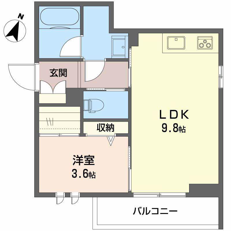 CHARDON(1LDK/1階)の間取り写真