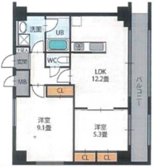 サザンクレスト堺東(2LDK/10階)の間取り写真