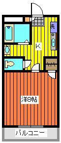 サンアジュール(1K/2階)の間取り写真