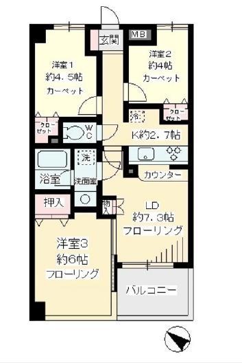 ディコーラム(3LDK/4階)の間取り写真