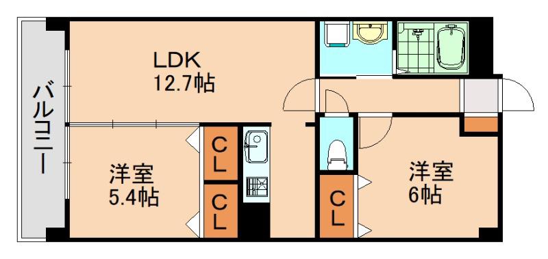 ラビータ高宮(2LDK/5階)の間取り写真