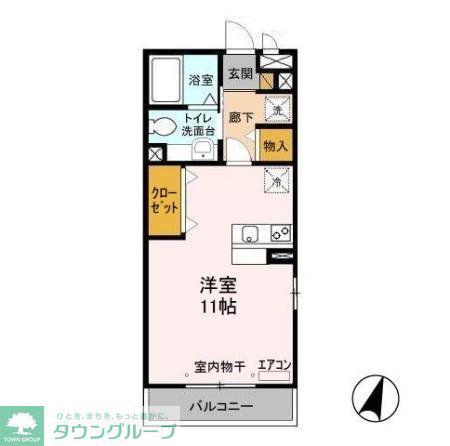 アビテ弁天(ワンルーム/2階)の間取り写真