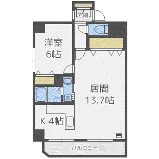 エクシード円山公園南(1LDK/2階)の間取り写真