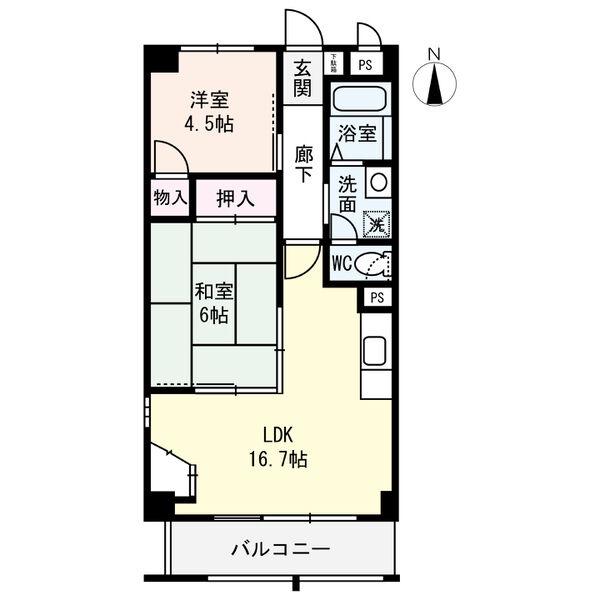 コーポ睦(2LDK/3階)の間取り写真