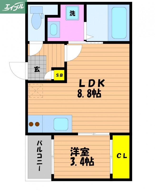 REGALEST MILLE MERCI(1LDK/2階)の間取り写真