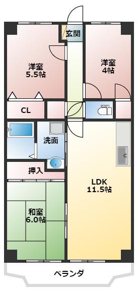 サンブリッジ(3LDK/1階)の間取り写真