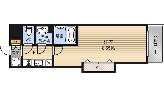 LUXE都島2(1K/6階)の間取り写真