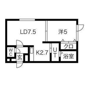 AURORA N.T(1LDK/2階)の間取り写真