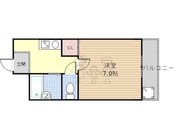 長居ロイヤルマンション(1K/3階)の間取り写真