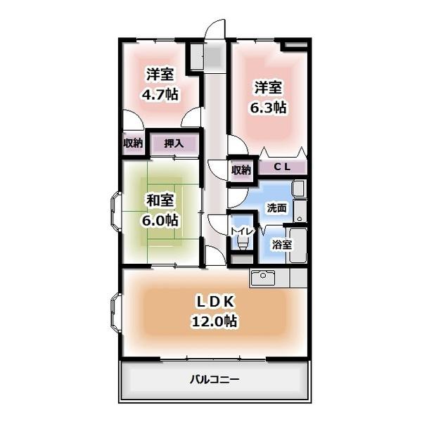 エスポワールツイン(3LDK/5階)の間取り写真
