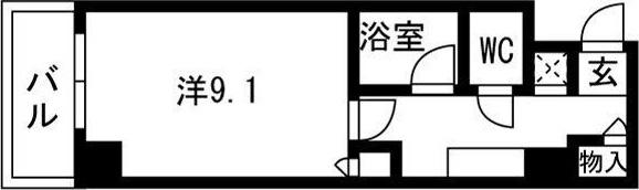フェスタ天神(1K/6階)の間取り写真