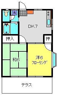 ハイツ万代(2DK/1階)の間取り写真