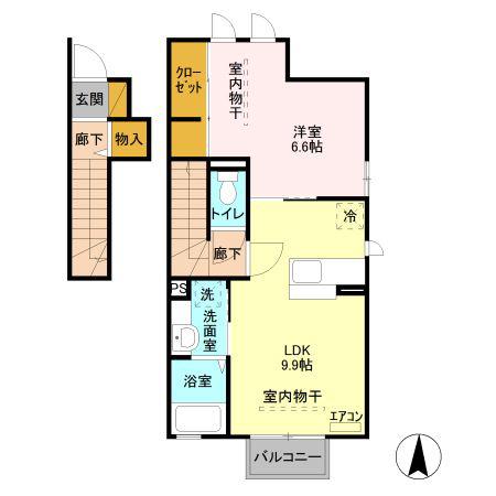 プラシエンテ A(1LDK/2階)の間取り写真