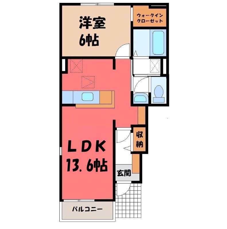LATOURKAIZAWA V(1LDK/1階)の間取り写真