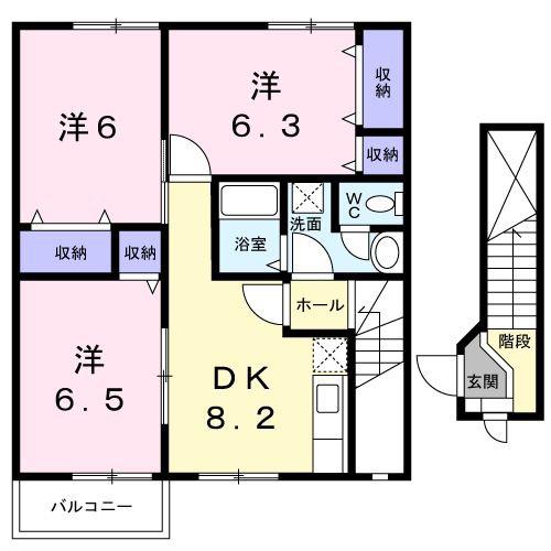 ヴィクトワール高須II(3DK/2階)の間取り写真