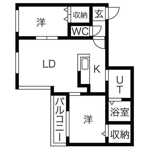 コローレ伏見(2LDK/4階)の間取り写真
