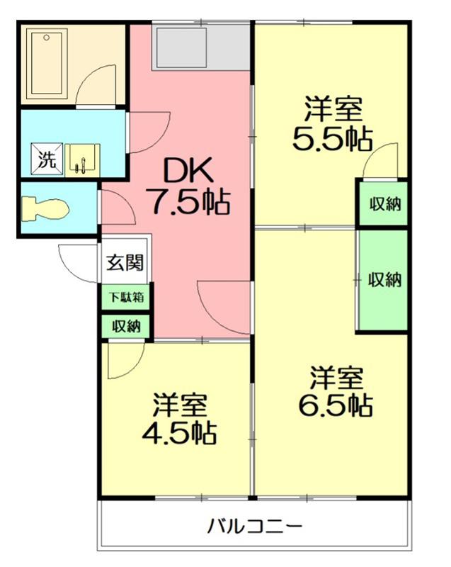 アルファルス2(3DK/1階)の間取り写真