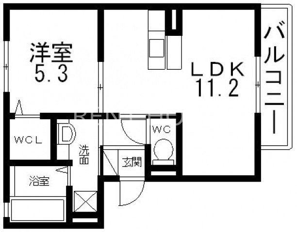 サフィールK(1LDK/2階)の間取り写真