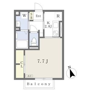 リュミエール桜木町(1K/2階)の間取り写真