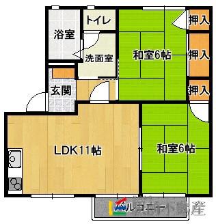 パークハイムMORI(2LDK/1階)の間取り写真