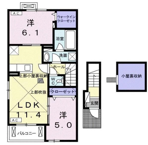 MIYAURA II(2LDK/2階)の間取り写真