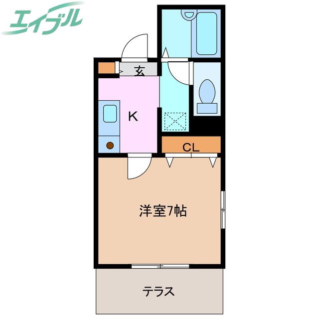 KSハウス(1K/1階)の間取り写真