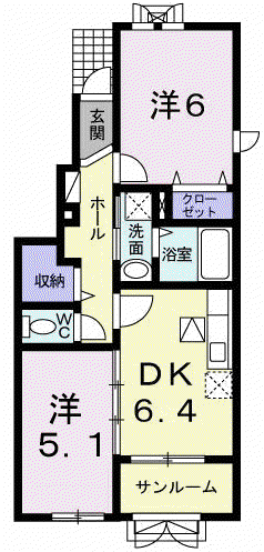 ノースパークベル(2DK/1階)の間取り写真