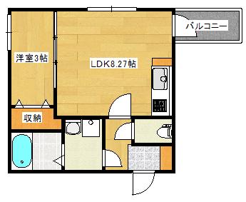 セブンプロート己斐西(1LDK/3階)の間取り写真