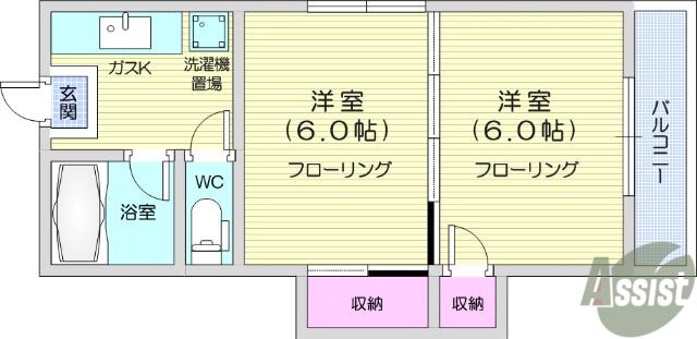 林ビル(2K/2階)の間取り写真