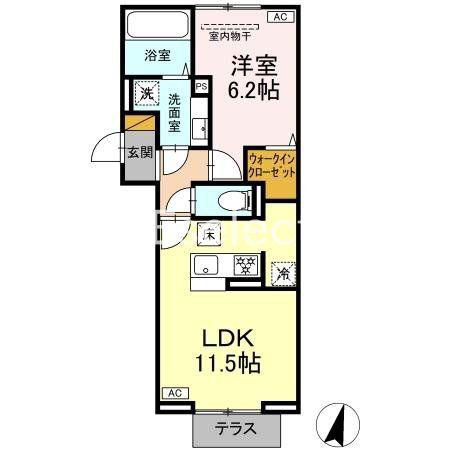 アリエッタ(1LDK/1階)の間取り写真