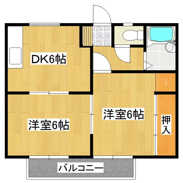 ラポールA棟(2DK/1階)の間取り写真