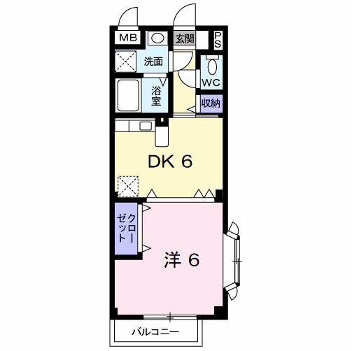 ツインズ葛原東 A棟(1DK/2階)の間取り写真