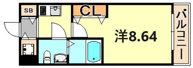 S-RESIDENCE神戸磯上通(1K/6階)の間取り写真