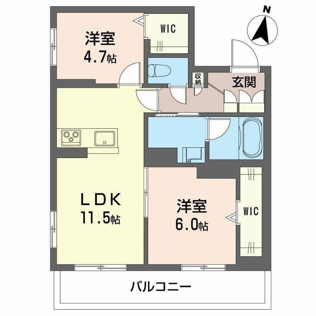 通町グランデ(2LDK/1階)の間取り写真