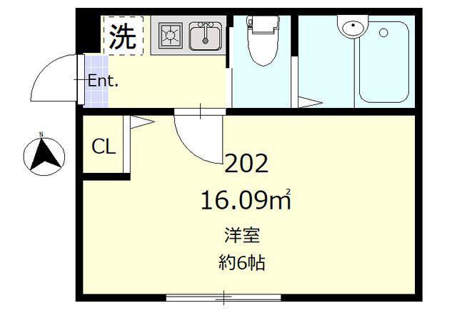 クレア南千住(1K/2階)の間取り写真