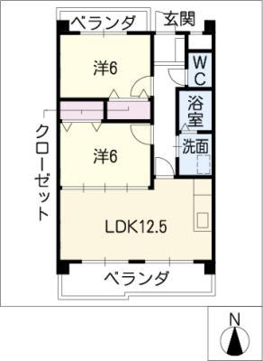 ル・クシオンSK(2LDK/3階)の間取り写真