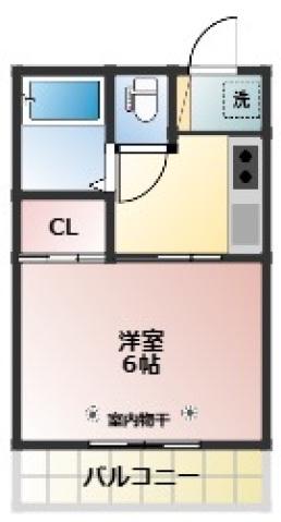 パークプレイス西川原II(1K/1階)の間取り写真