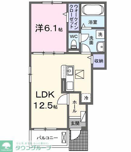 ヴェルドゥーラI(1LDK/1階)の間取り写真