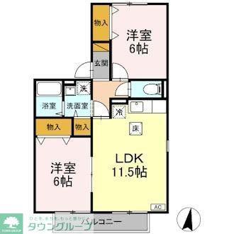 おゆみ野ハイツ(2LDK/1階)の間取り写真