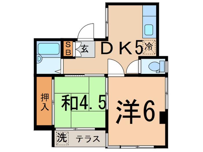 外川ビル(2DK/1階)の間取り写真