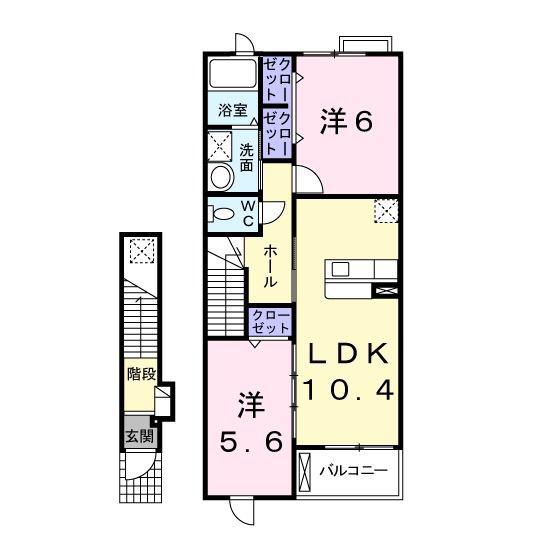 ポライトリーC(2LDK/2階)の間取り写真