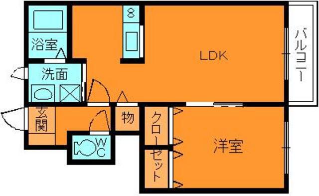 アンジェロA(1LDK/1階)の間取り写真