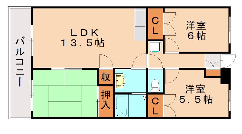 ハイツ桃山(3LDK/2階)の間取り写真