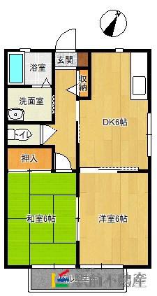 エスポワールSHIJO  B棟(2DK/1階)の間取り写真