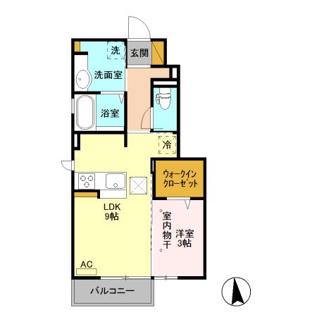 クレインI(1LDK/1階)の間取り写真