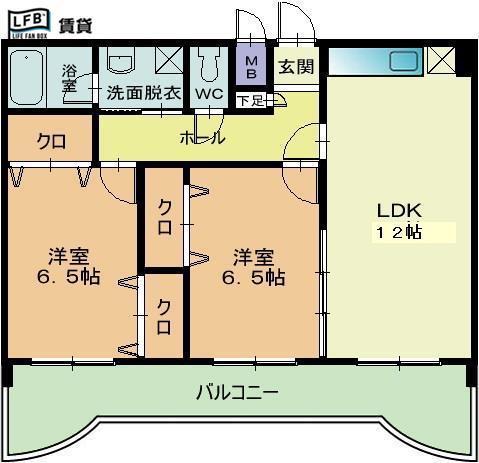 アヴァンティ高見MI(2LDK/2階)の間取り写真
