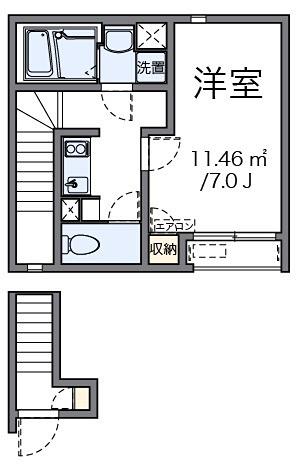 ＪＲ南武線 宿河原駅 徒歩9分 2階建 築9年(1K/2階)の間取り写真