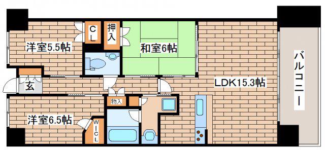ワコーレ神戸三宮トラッドタワー(3LDK/10階)の間取り写真