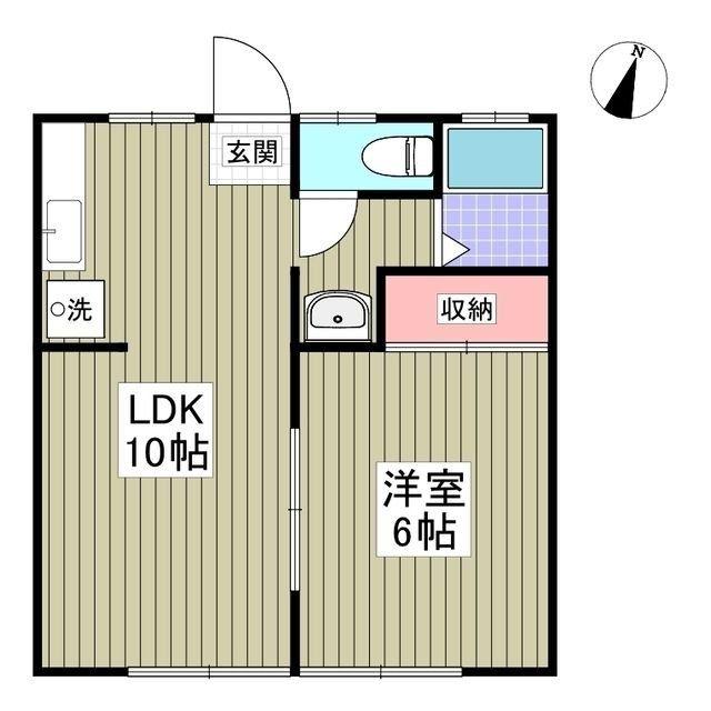 岸沢ハイツ(1LDK/1階)の間取り写真